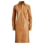 Ralph Lauren Parker Leather Shirtdress Butterscotch
