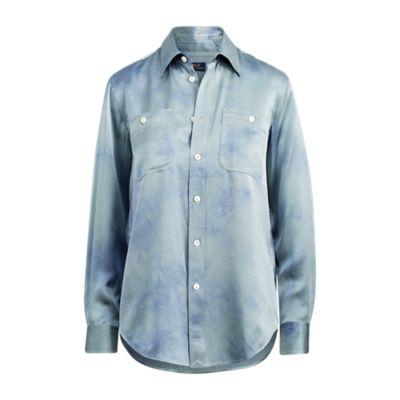 Ralph Lauren Tie-dye Silk Satin Shirt Harbour Island Tie Dye