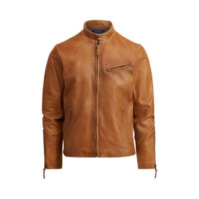 Ralph Lauren Lambskin Caf Racer Jacket Old Amber