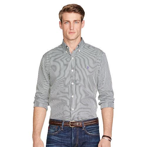 Polo Ralph Lauren Slim-fit Striped Poplin Shirt Pine Green/white