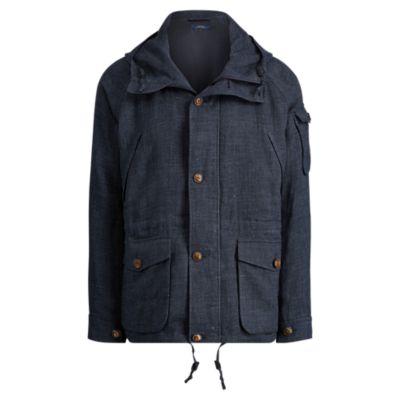 Ralph Lauren Linen Twill Parka Navy And Black