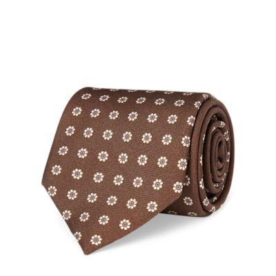 Ralph Lauren Floral-print Silk Narrow Tie Brown
