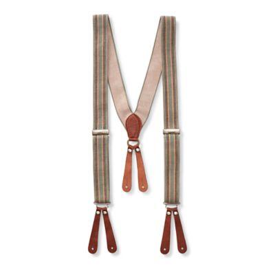 Ralph Lauren Striped Leather-trim Suspender Blue Multi