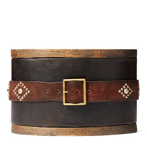 Ralph Lauren Rrl Studded Roughout Suede Belt Light Brown