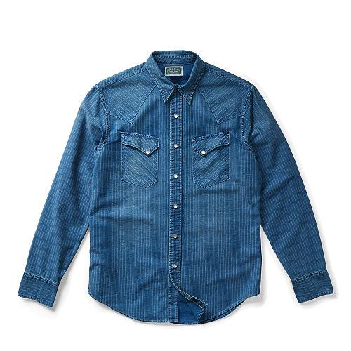 Ralph Lauren Rrl Indigo Cotton Twill Shirt Rl 845 Light Indigo