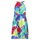Ralph Lauren Lauren Pleated A-line Dress Pink-turq-multi