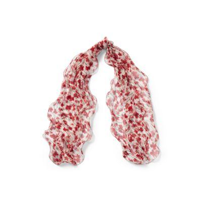 Ralph Lauren Ruffled Floral Silk Scarf Cream/red
