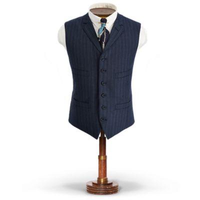 Ralph Lauren Striped Stretch Wool Vest Navy Multi