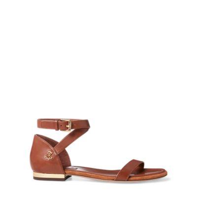 Ralph Lauren Davison Leather Sandal Deep Saddle Tan
