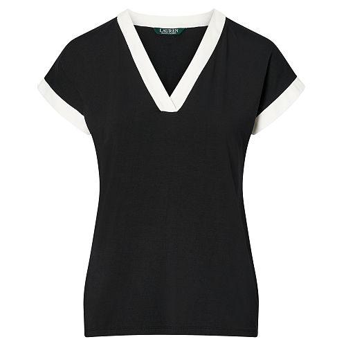 Ralph Lauren Lauren Color-blocked Jersey Top Polo Black