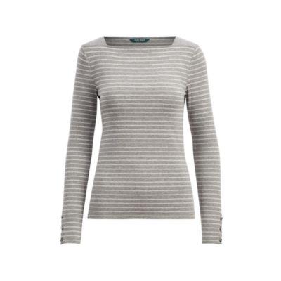 Ralph Lauren Striped Boatneck Top Cityscape Gry Htr