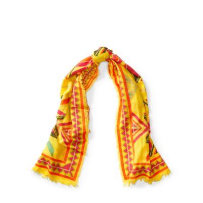 Ralph Lauren Southwestern Wool-cotton Scarf Neon Yellow Multi