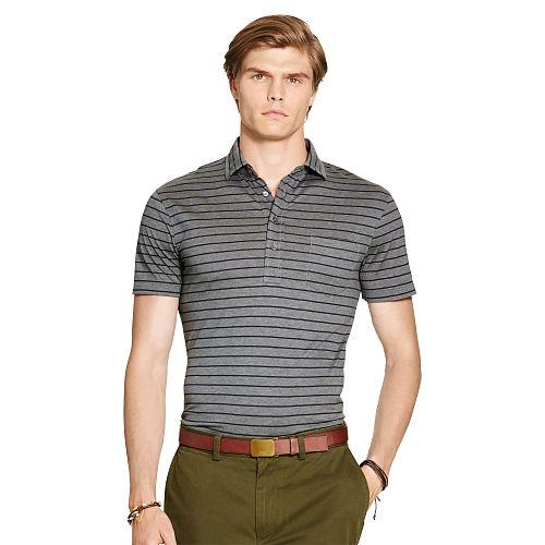 Polo Ralph Lauren Striped Cotton Jersey Shirt Stadium Grey Heather