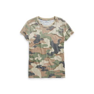Ralph Lauren Sequined Camo Cotton T-shirt Green Multi