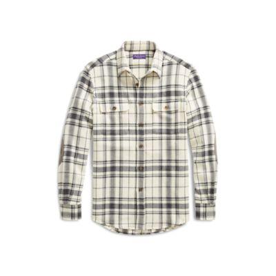 Ralph Lauren Plaid Wool-blend Shirt Cream And Grey Multi