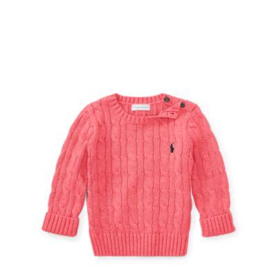 Ralph Lauren Cable-knit Cotton Sweater Salmon Heather 18m