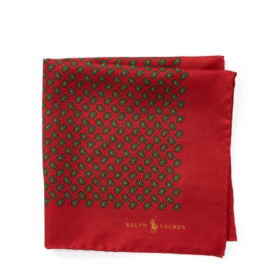 Ralph Lauren Neat Silk Pocket Square Red