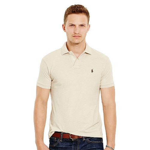 Polo Ralph Lauren Slim-fit Mesh Polo Shirt Dune Tan Heather