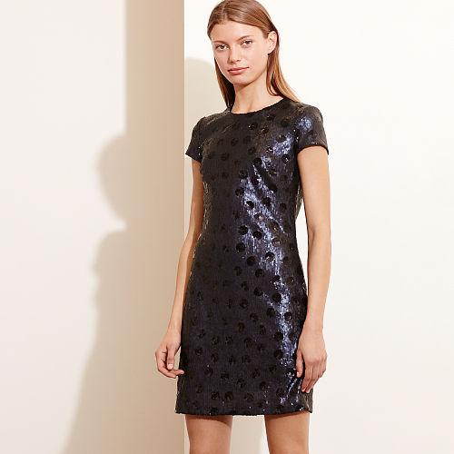 Ralph Lauren Lauren Polka-dot Sequined Dress Navy Shine