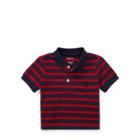 Ralph Lauren Striped Cotton Mesh Polo Shirt Hunter Navy/rl2000 Red 18m