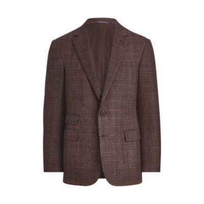 Ralph Lauren Glen Plaid Twill Sport Coat Dark Brown And Rust