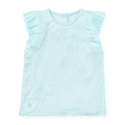 Ralph Lauren Flutter-sleeve Jersey Top Crystal Blue 18m