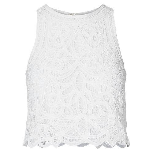 Polo Ralph Lauren Cropped Lace Tank Pure White