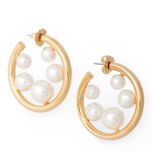 Ralph Lauren Crystal-pearl Hoop Earrings