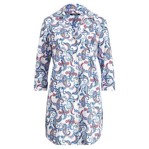 Ralph Lauren Lauren Paisley Cotton Sleep Shirt White Paisley