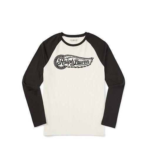 Ralph Lauren Denim & Supply Cotton Graphic Baseball Tee Cream/black