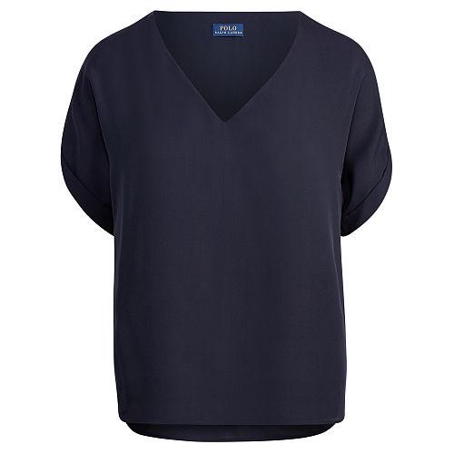 Polo Ralph Lauren Silk V-neck Tee Navy