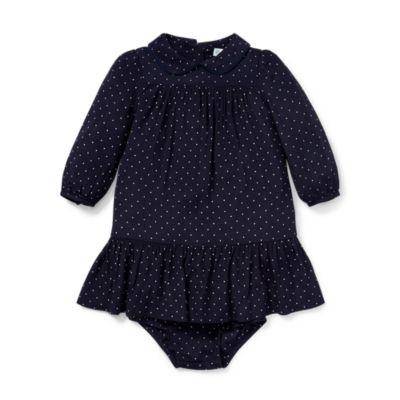 Ralph Lauren Polka-dot A-line Dress Aviator Navy/nevis 6m