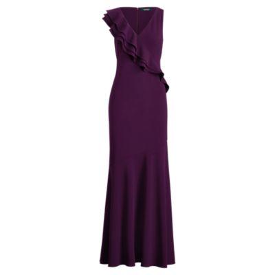 Ralph Lauren Ruffle-trim Jersey Gown Raisin