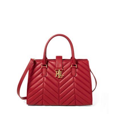 Ralph Lauren Quilted Brigitte Ii Satchel Vermillion