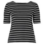 Ralph Lauren Lauren Woman Striped Stretch Cotton Tee Polo Black/herbal Milk