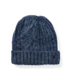 Ralph Lauren Patchwork Aran-knit Hat Monroe Blue Hthr