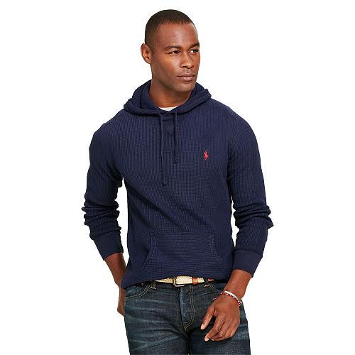 Polo Ralph Lauren Waffle-knit Cotton Hoodie Aviator Navy