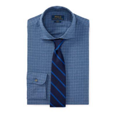 Ralph Lauren Slim Fit Cotton Dress Shirt Egyptian Blue Heather