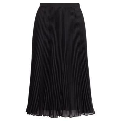Ralph Lauren Pleated Georgette Skirt Polo Black
