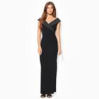 Ralph Lauren Satin-trim Ruched Jersey Gown Black