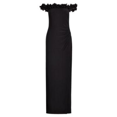 Ralph Lauren Ruffled Off-the-shoulder Gown Black/black