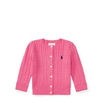 Ralph Lauren Cable-knit Cotton Cardigan Baja Pink 6m