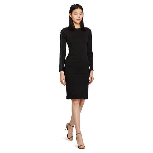 Polo Ralph Lauren Leather-trim Ponte Dress Polo Black