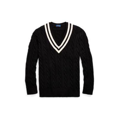 Ralph Lauren Cotton Cricket Sweater Black/cream