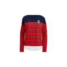 Ralph Lauren Striped Layered Cotton Sweater Tomato Red/navy