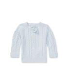 Ralph Lauren Aran-knit Cotton Cardigan Pearl Blue 3m
