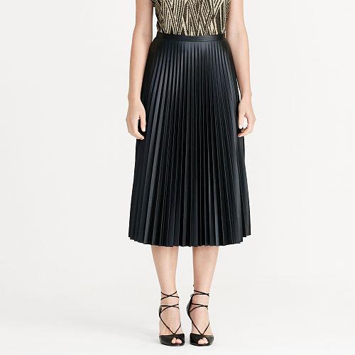 Ralph Lauren Lauren Petite Pleated Midi Skirt Black
