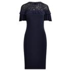 Ralph Lauren Lace-yoke Ruffled Dress Lh Navy/lh Navy/lh Navy 8p