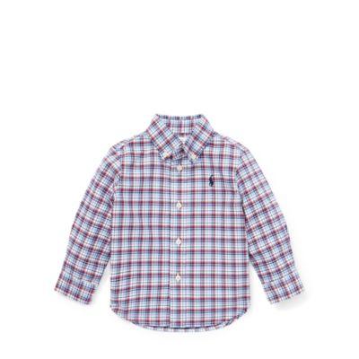 Ralph Lauren Plaid Cotton Oxford Shirt Blue/red Multi 6m