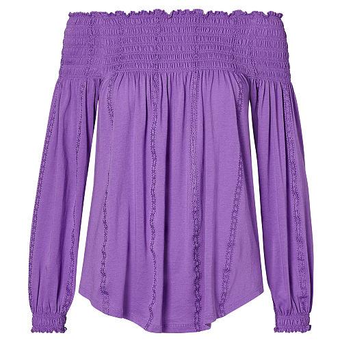 Ralph Lauren Lauren Smocked Off-the-shoulder Top Deep Lilac